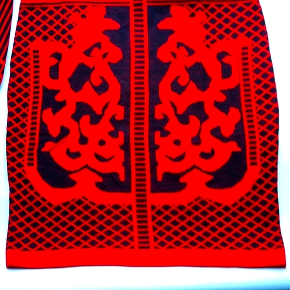 VENUS Sweater Dress Black Red Stretchy Knit V Neck Long Sleeve Plus Size 1X NEW - Picture 6 of 6
